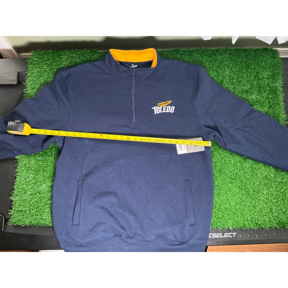 Colosseum Mens Toledo Rockets Quarter Zip Sweatshirt Navy Blue Gold Size L NWT